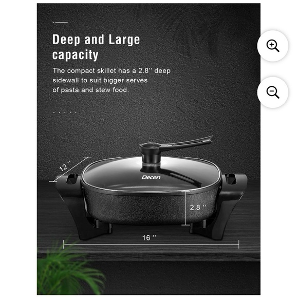 New Electric Skillet with Glass Lid - Black - Picture 4 of 8